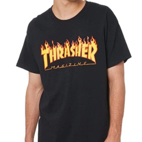 Thrasher Skateboard Magazine T-Shirt, Black/Flame